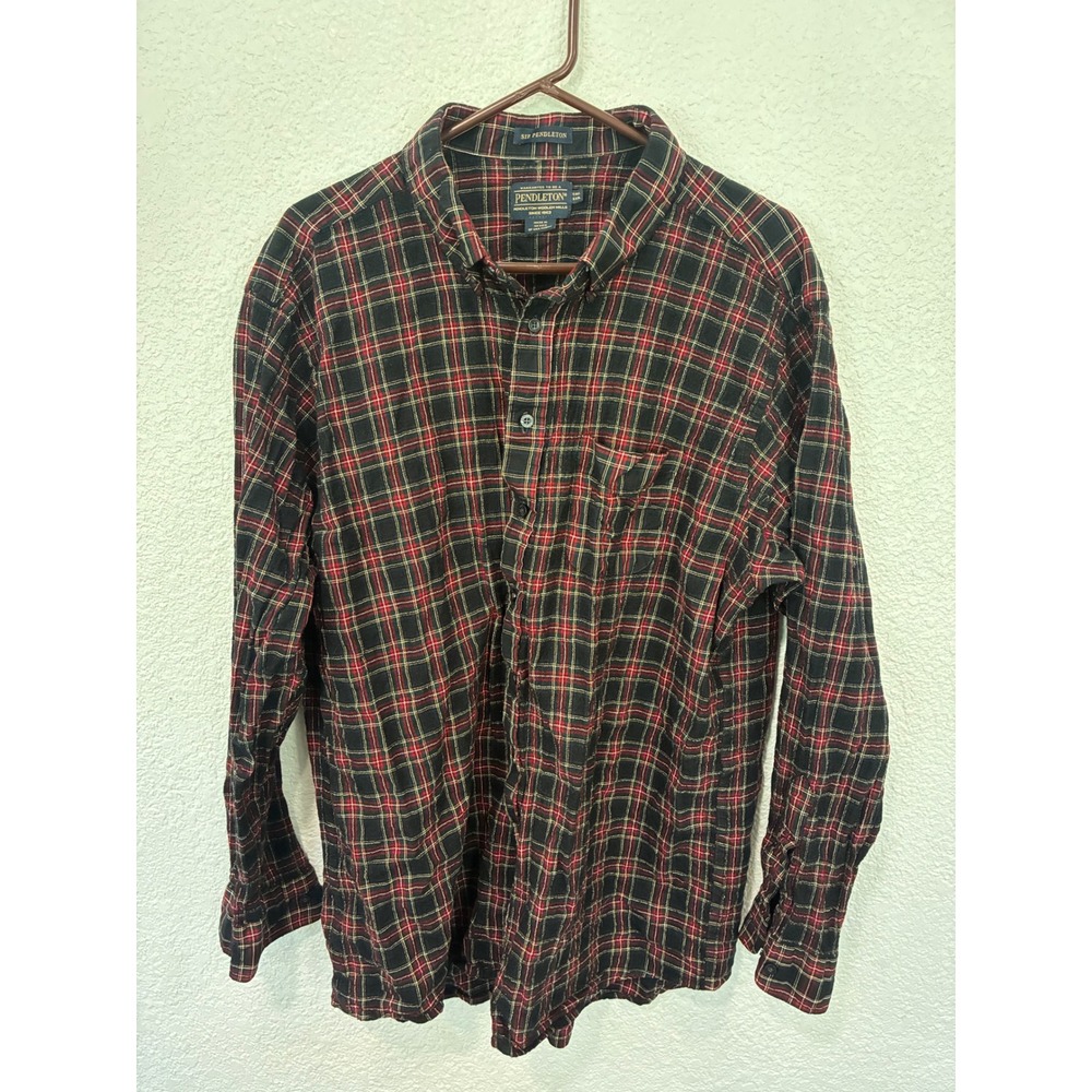 Sir Pendleton Wool Plaid Button Down Shirt Mens Tall XXXL Red Black Green